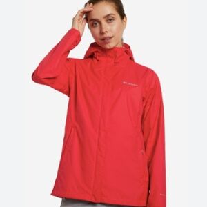 Columbia Gorpcore Pink Gray Omni Tech Outdoor Waterproof Hooded Jacket Size XS